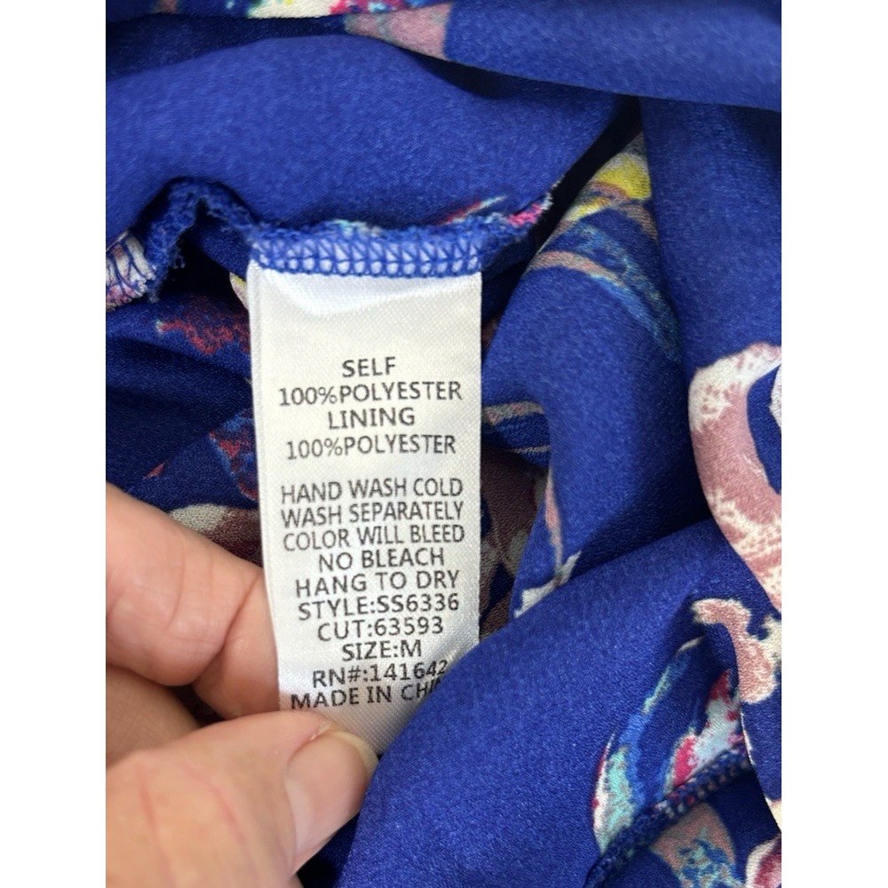 Vintage Preppy Coast Womens Royal Blue Ruched Waist Open Back Romper Short Sz M - Picture 9 of 9